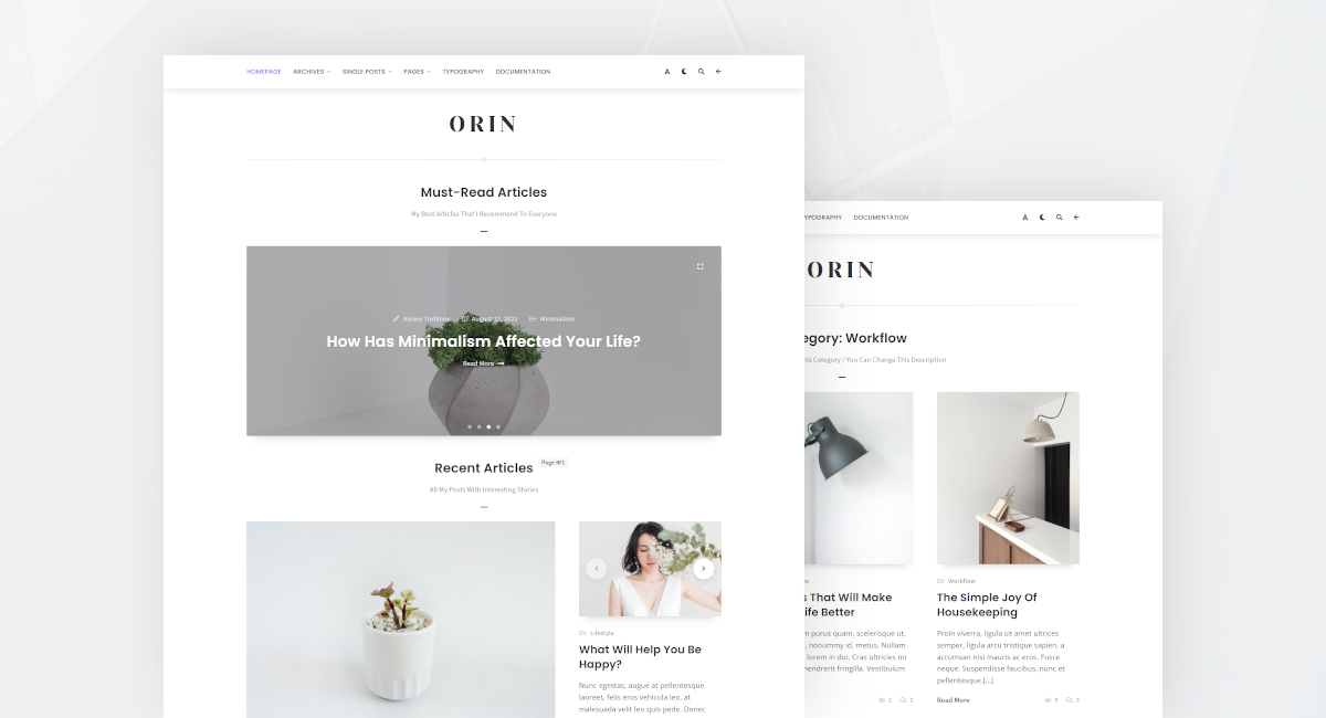 Orin - Minimal Blog For WordPress