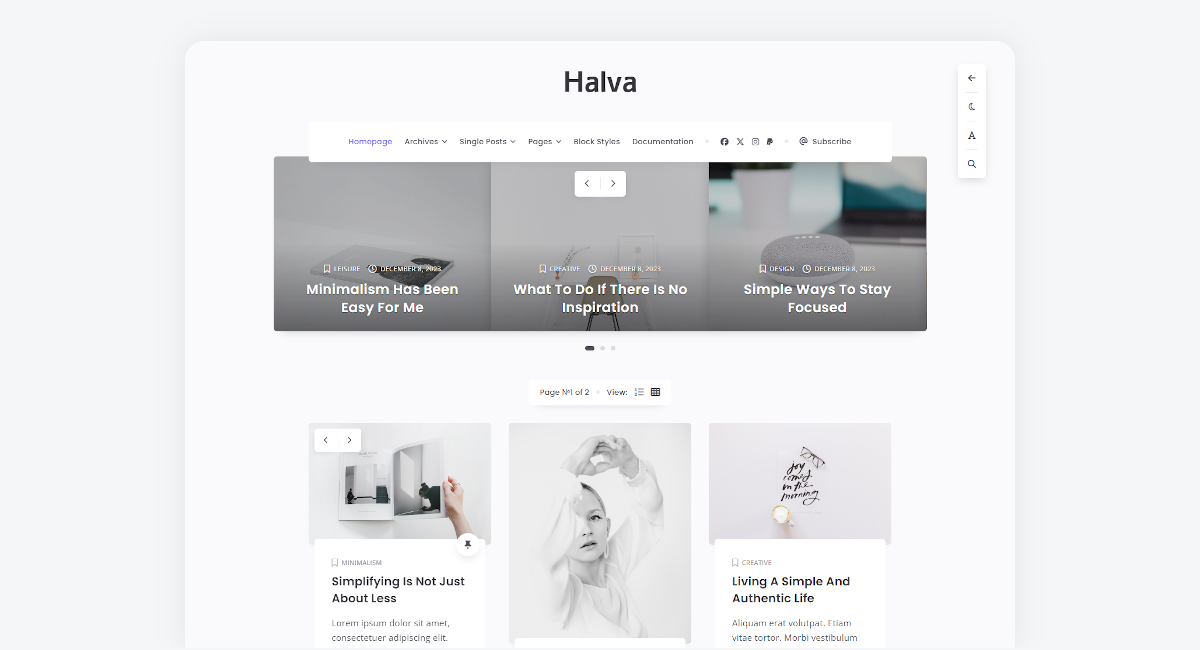 Halva - Minimal Theme for WordPress Blog - Homepage
