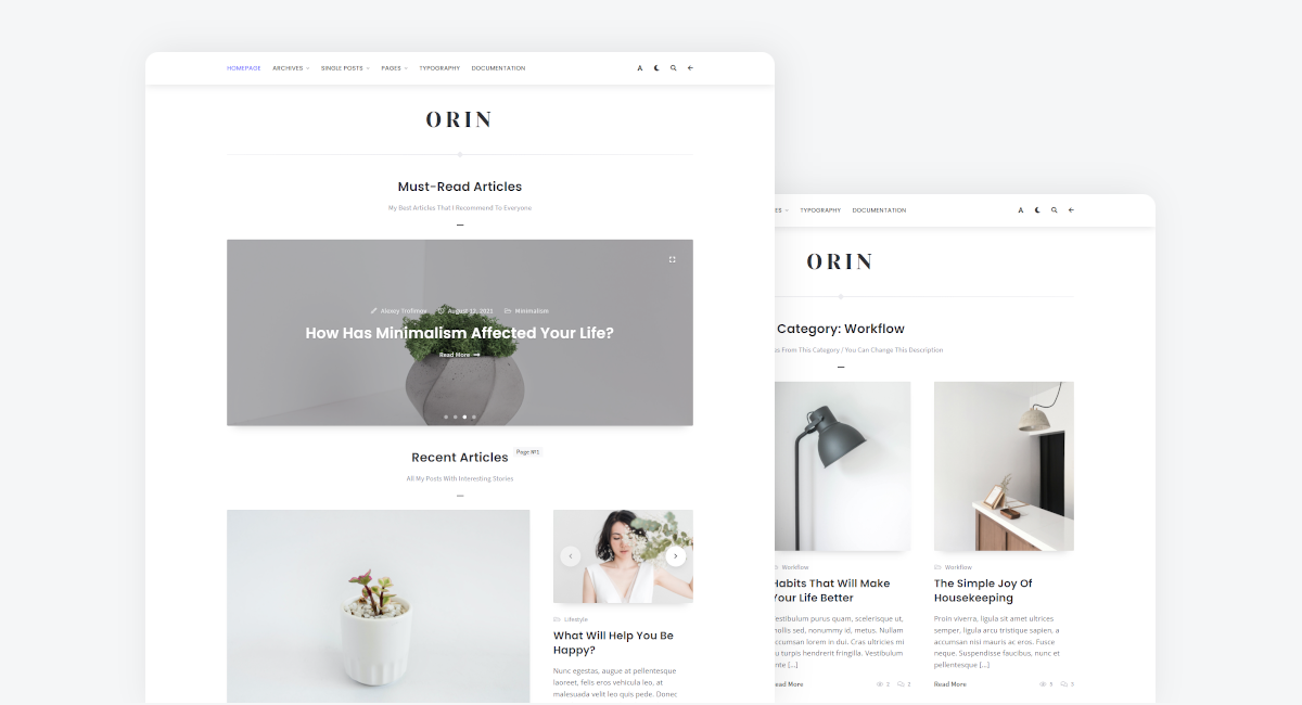 Orin WordPress Theme - Preview